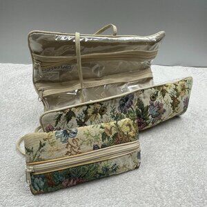 EUC Accessory Lady Travel Jewelry Organizer Roll with Snap-On Tissue Pouch